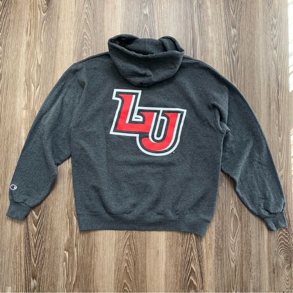 Champion Liberty University LU Gray Red Hoodie Sweatshirt Size Large - Picture 3 of 10